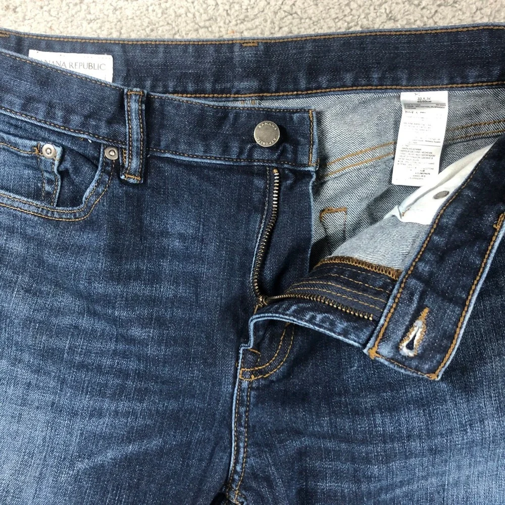 Banana Republic Mens Straight Fit Jeans 33x32 Dark Wash Stretch Denim Blue Pants